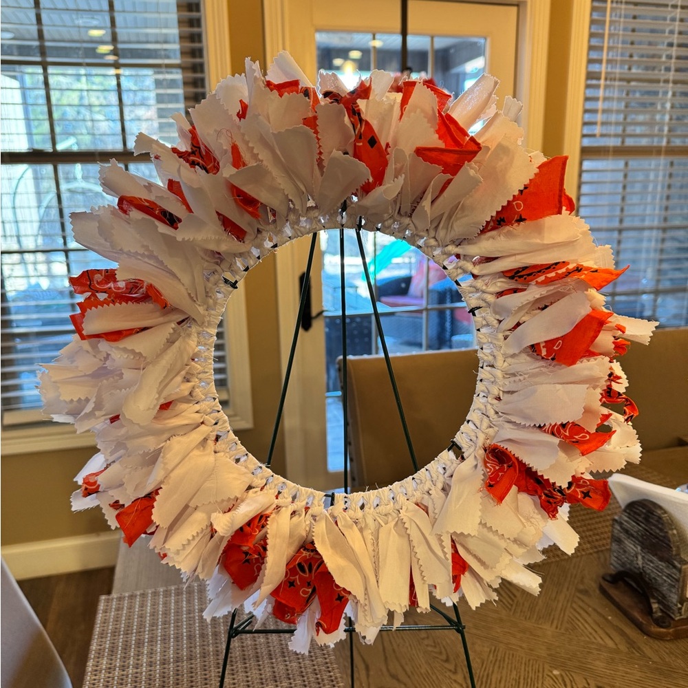 Festive Orange and White Holiday Wreath